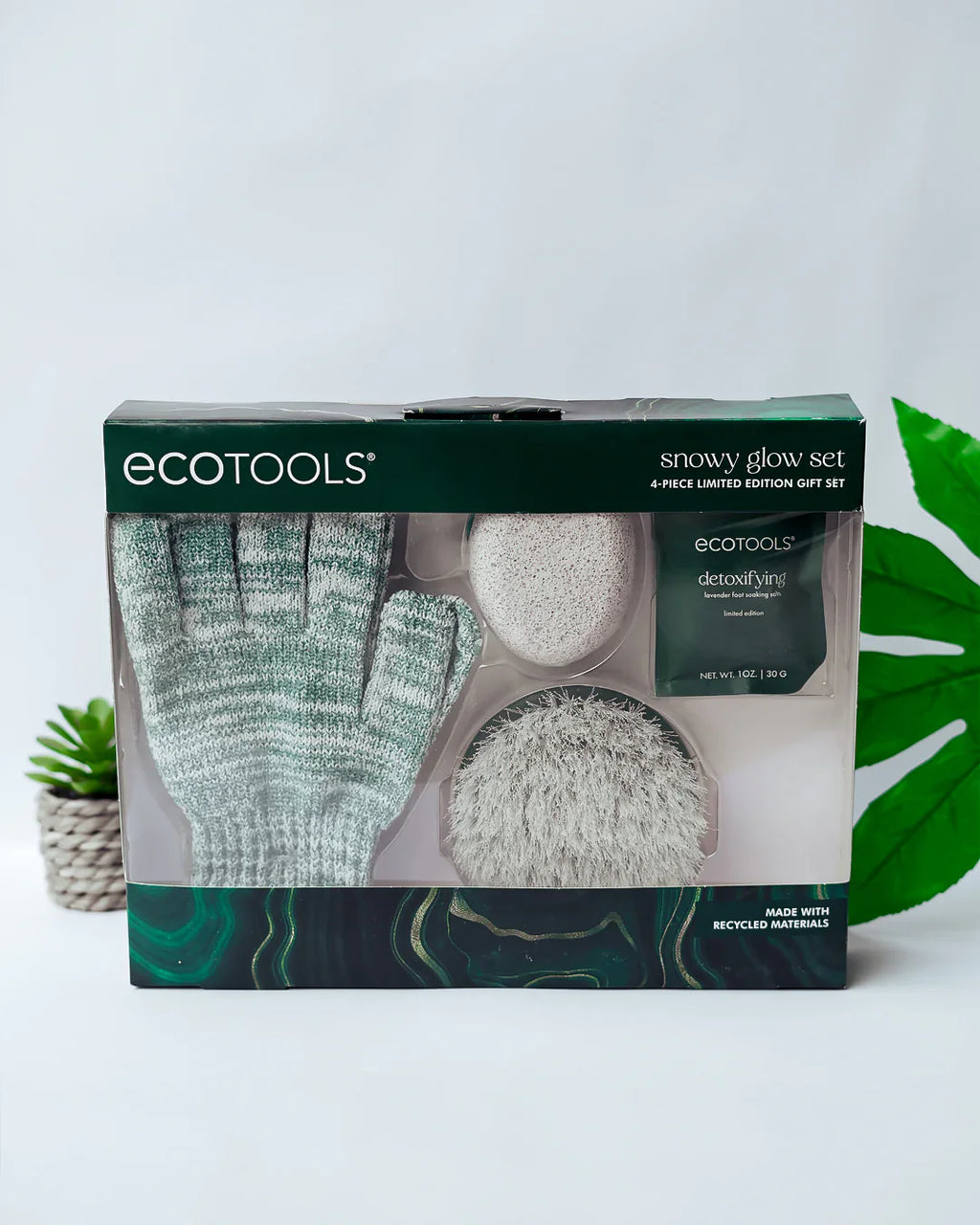 EcoTools #0086 Limited Edition Snowy Glow Kit, Shower Gloves, Dry Body Brush, Foot Pumice Stone & Foot Soak, 4 Piece Gift Set 0 Reviews