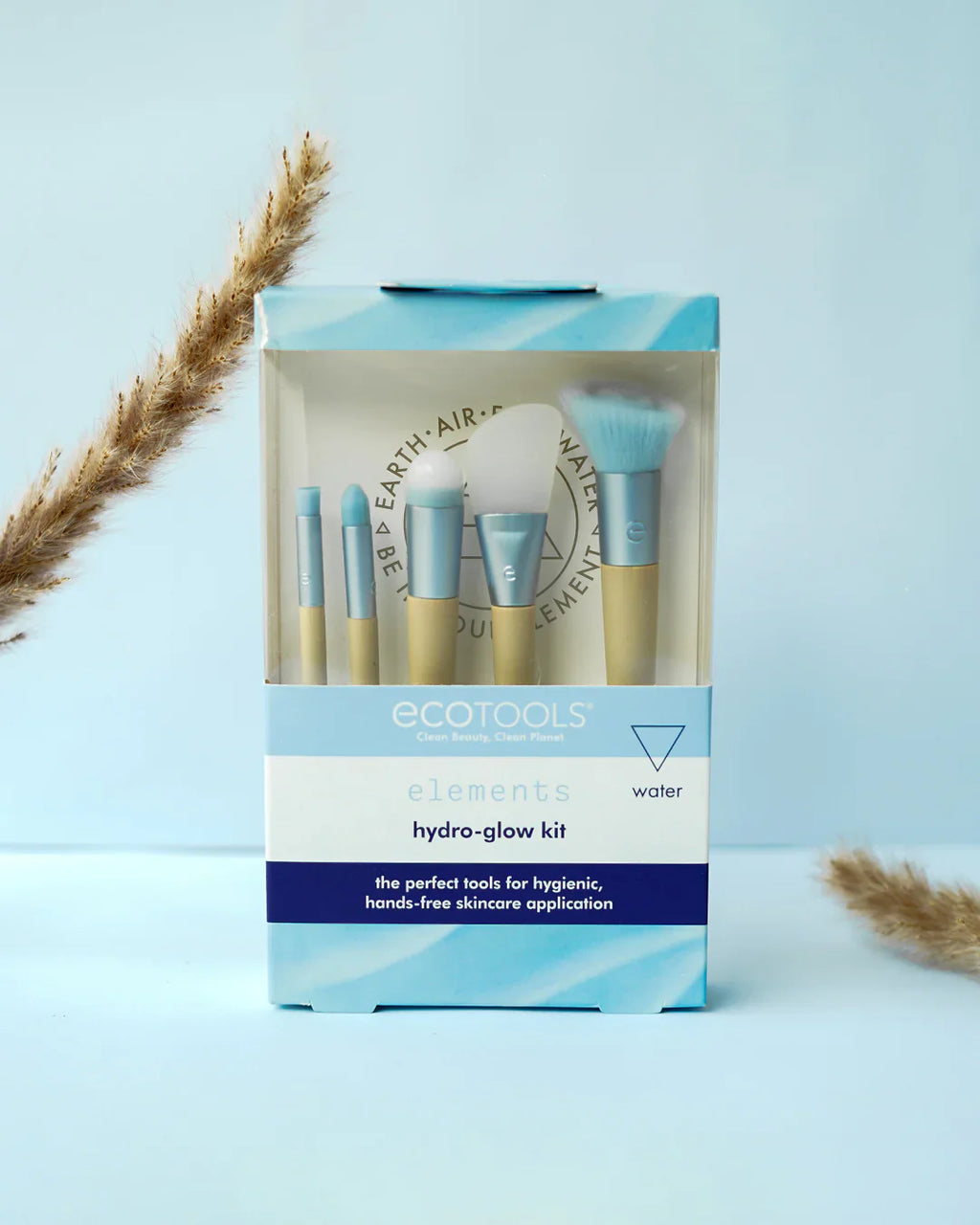 EcoTools #3218 Elements Hydro-Glow Kit - 5-Piece Brush Set for Hygienic, Hands-Free Skincare Application