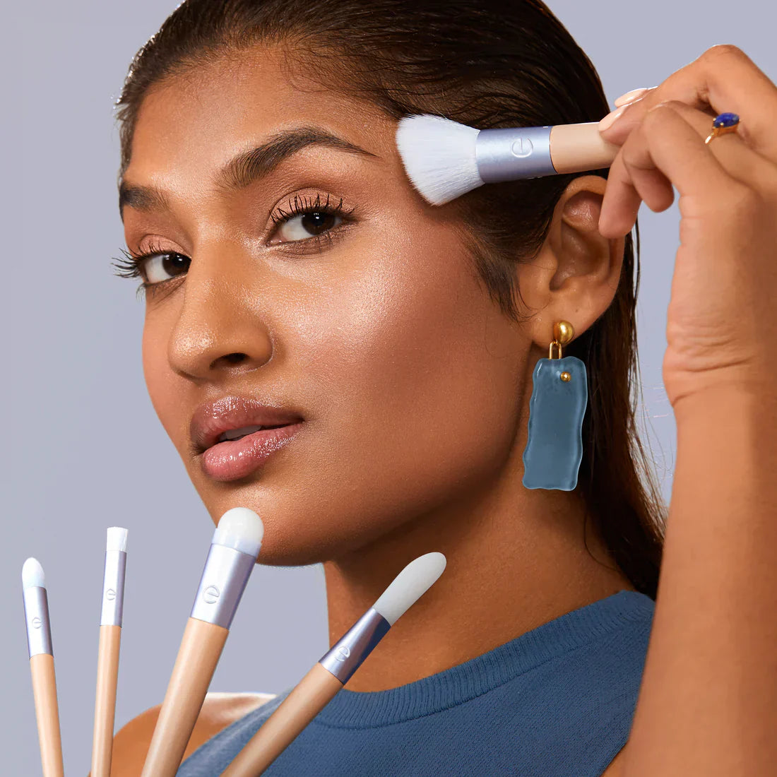 EcoTools #3218 Elements Hydro-Glow Kit - 5-Piece Brush Set for Hygienic, Hands-Free Skincare Application