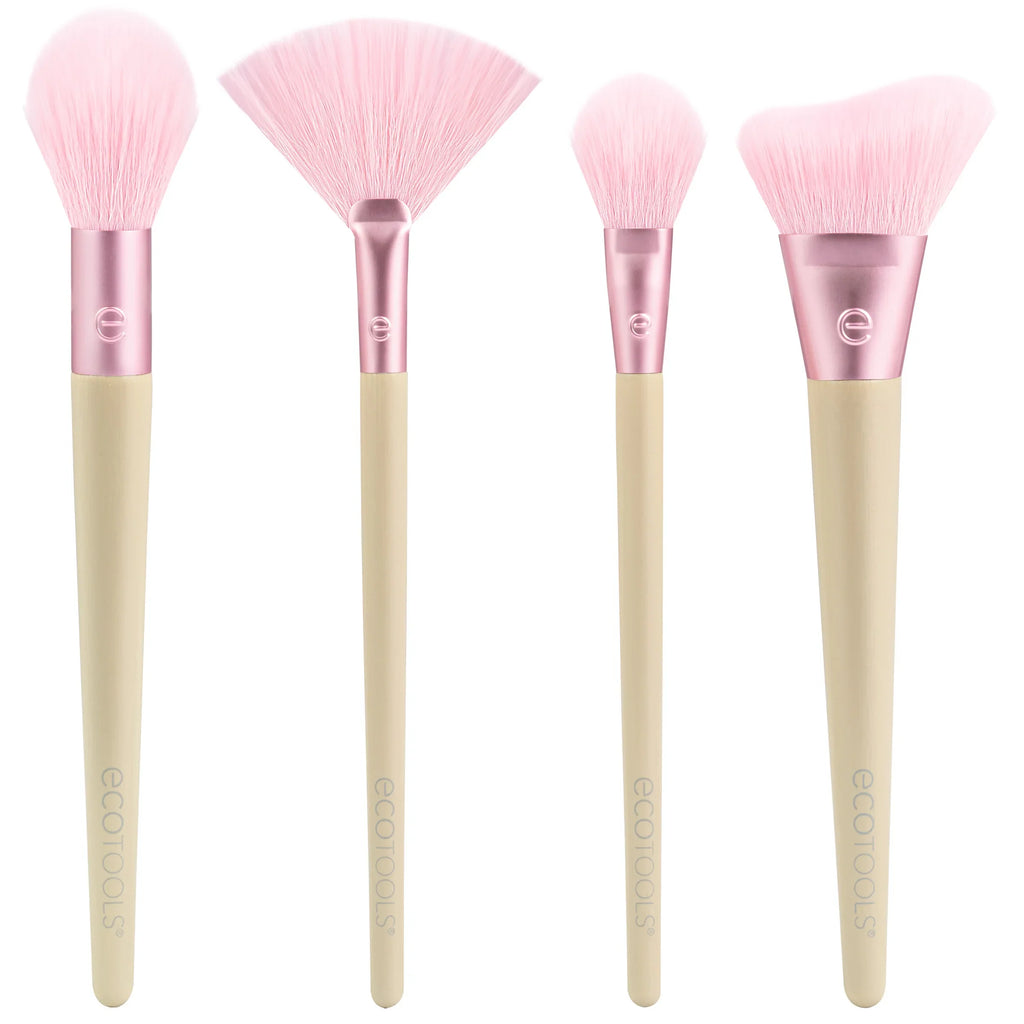 EcoTools #3217 Elements Wind-Kissed Finish Kit - 4-Piece Brush Set for Sculpted Glow & Natural Flush