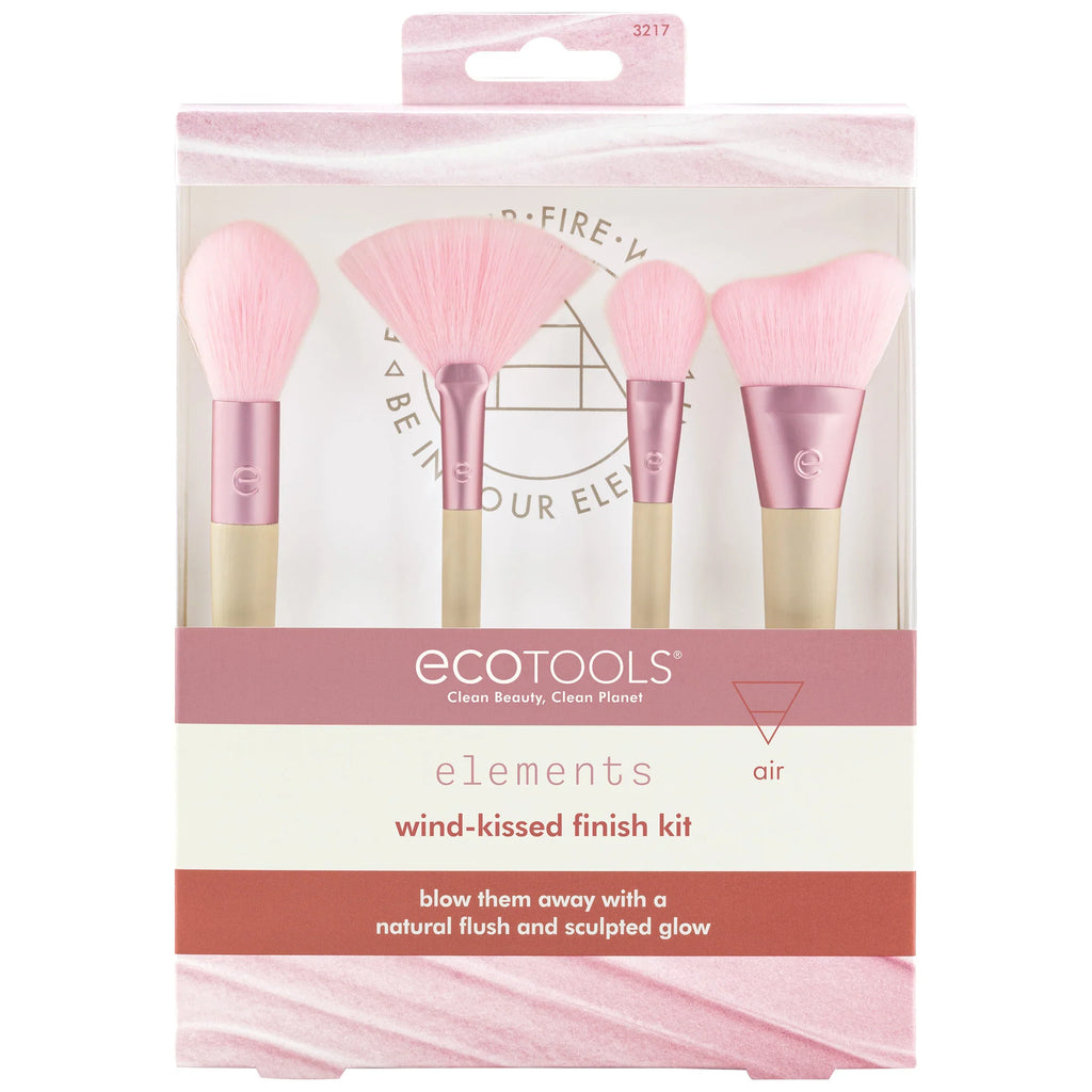 EcoTools #3217 Elements Wind-Kissed Finish Kit - 4-Piece Brush Set for Sculpted Glow & Natural Flush
