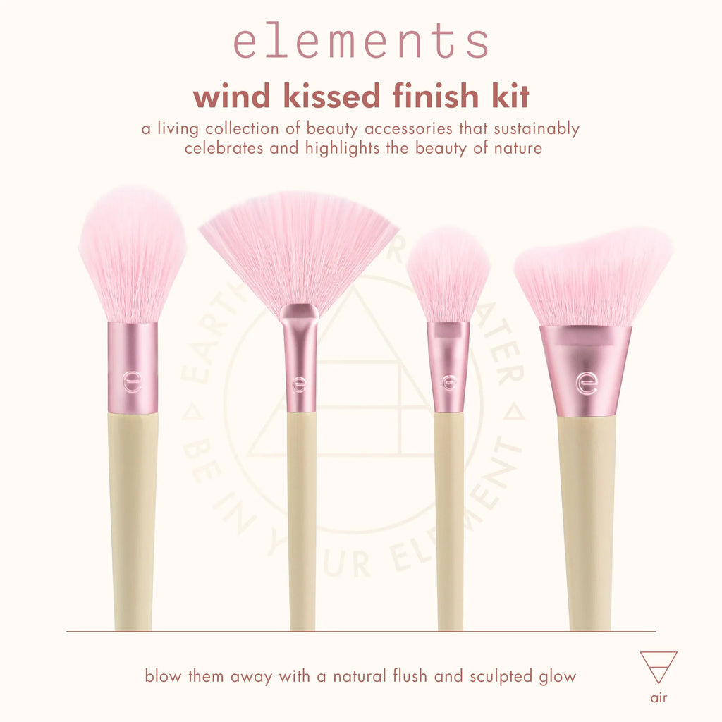 EcoTools #3217 Elements Wind-Kissed Finish Kit - 4-Piece Brush Set for Sculpted Glow & Natural Flush