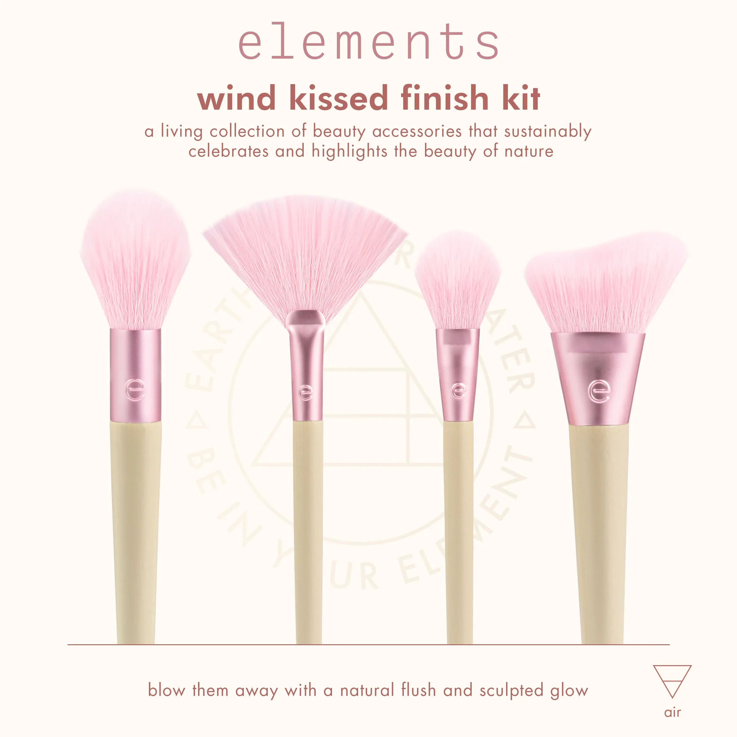 EcoTools #3217 Elements Wind-Kissed Finish Kit - 4-Piece Brush Set for Sculpted Glow & Natural Flush
