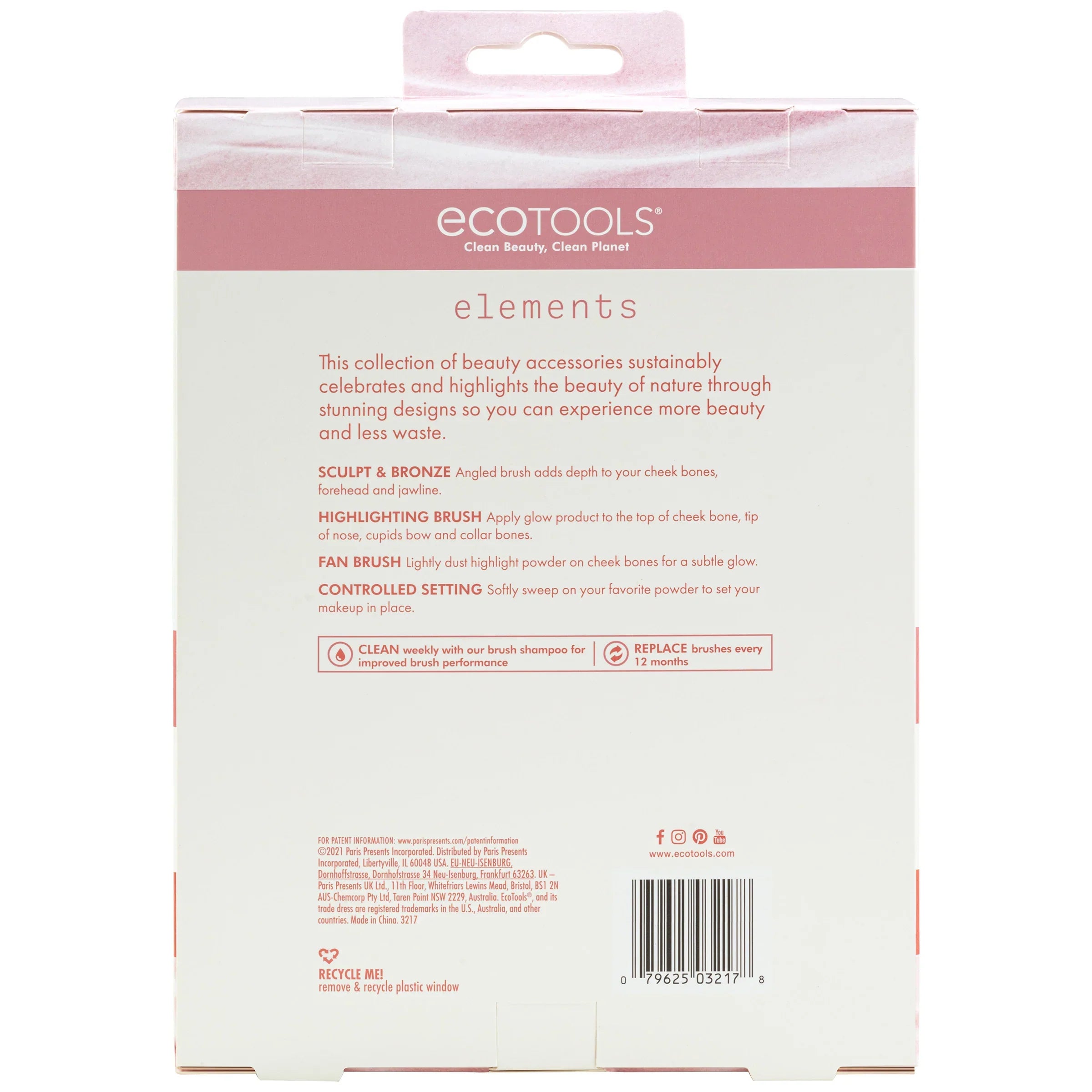 EcoTools #3217 Elements Wind-Kissed Finish Kit - 4-Piece Brush Set for Sculpted Glow & Natural Flush